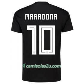 Camisolas de Futebol Argentina Maradona 10 Equipamento Alternativa Copa do Mundo 2018 Manga Curta